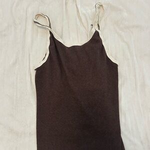 Brandy Melville Brown Camisole with Cream Edging